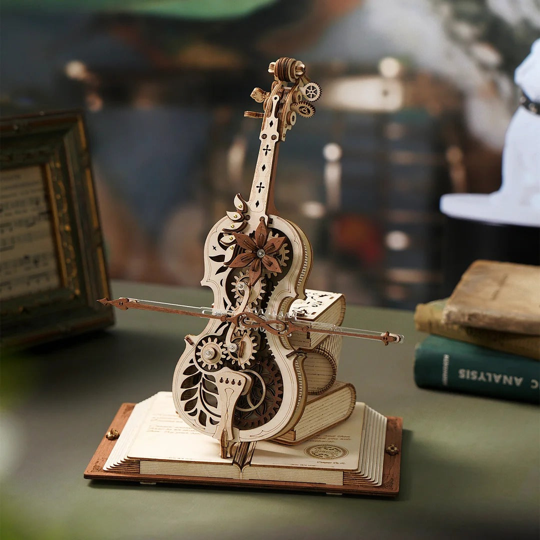 Robotime ROKR Magic Cello Mechanical Music Box 3D Wooden Puzzle AMK63