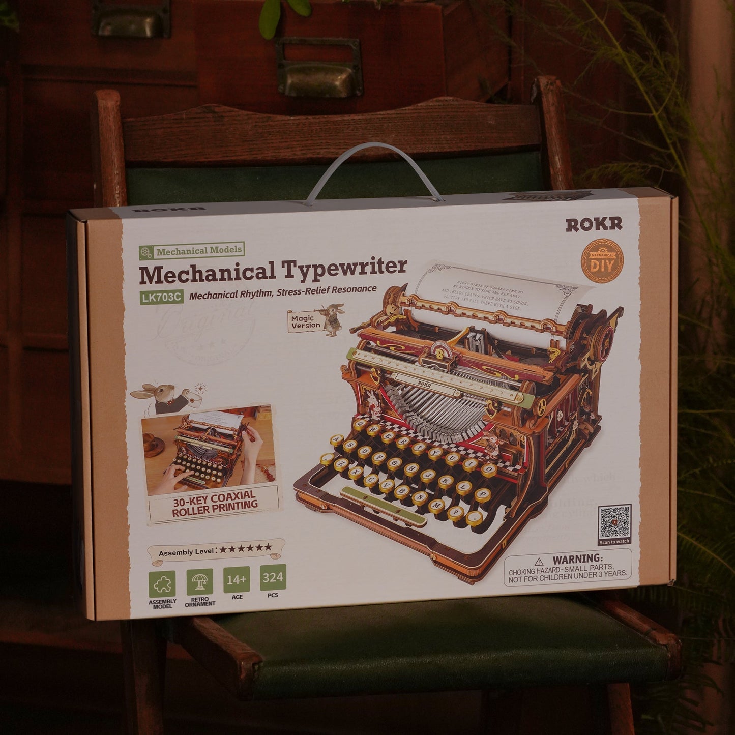 Robotime ROKR Mechanical Typewriter Wooden 3D Puzzle LK703C (Magic Version)