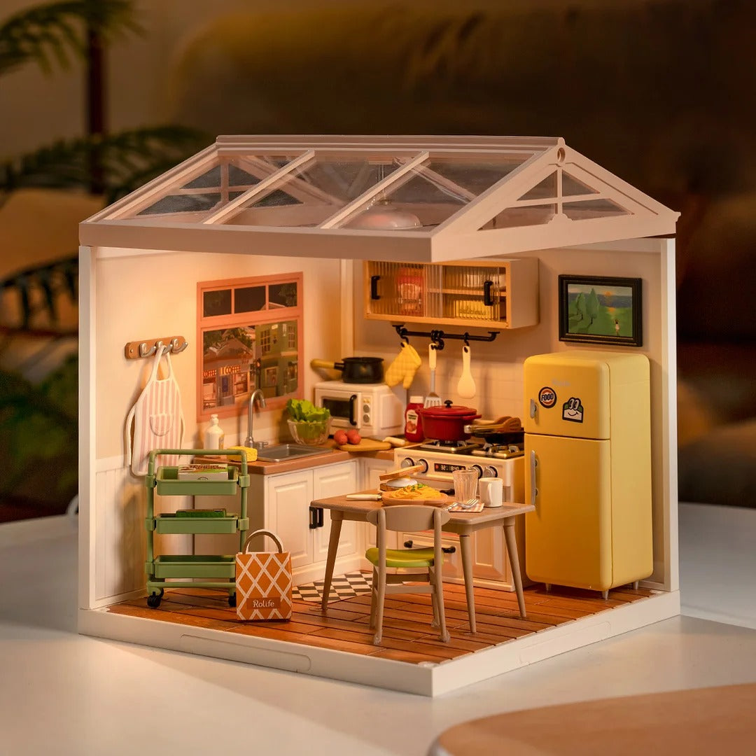 Robotime Rolife Happy Meals Kitchen DIY Plastic Miniature House DW008