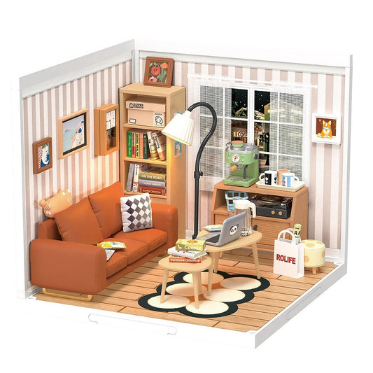 Robotime Rolife Cozy Living Lounge DIY Plastic Miniature House DW007