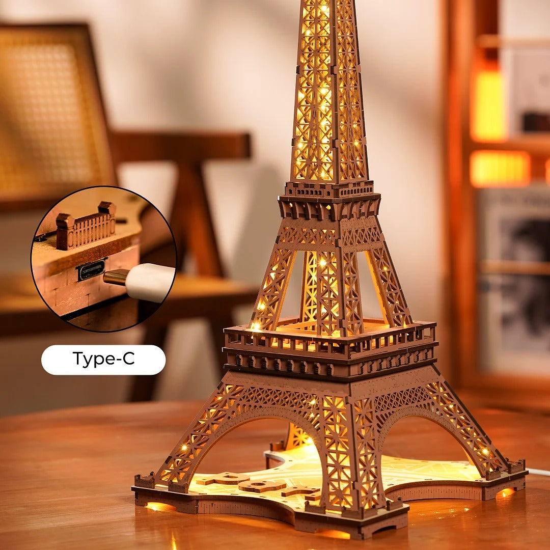 Robotime Rolife Night of the Eiffel Tower 3D Wooden Puzzle TGL01