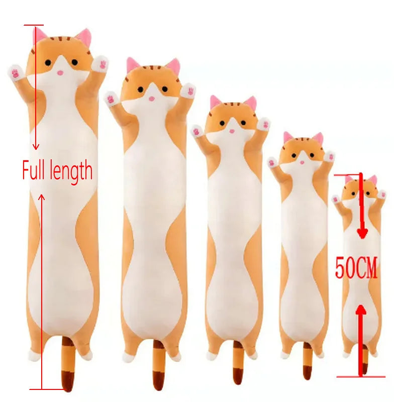 50-150cm Long Cat Plush Toys Pillow Home Decor