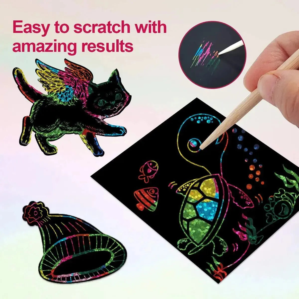 100Pcs Dazzling Scratch Painting