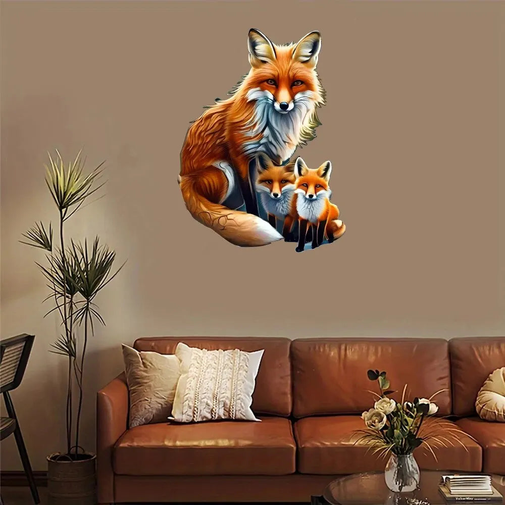 Fox Warm Family Wooden Puzzle