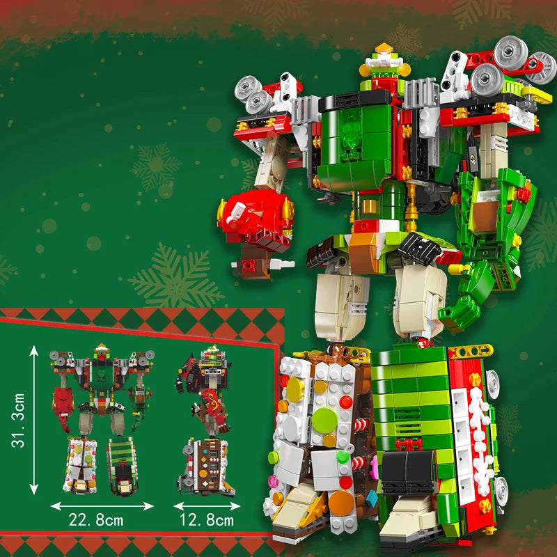 Mould King 12028 Building Block MOC 2 in 1 Changing Robot and Winter Holiday Train