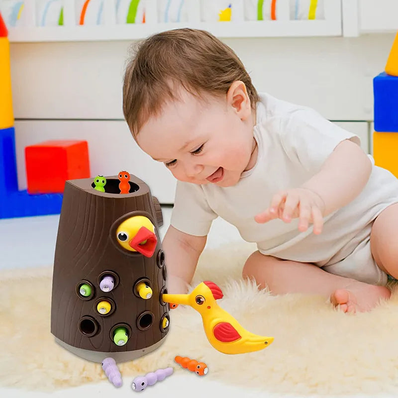 Magnetic Woodpecker Catching Worms Feeding Game