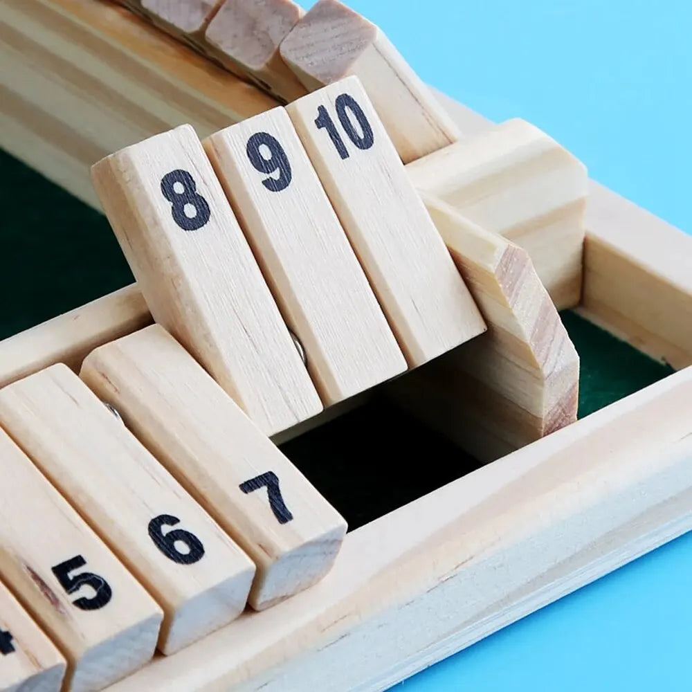 Wooden Dice Board Game Shut The Box for 4 Players