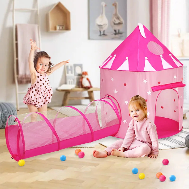 3 In 1 Kid Tent House Play Tunnel Crawling Playhouse