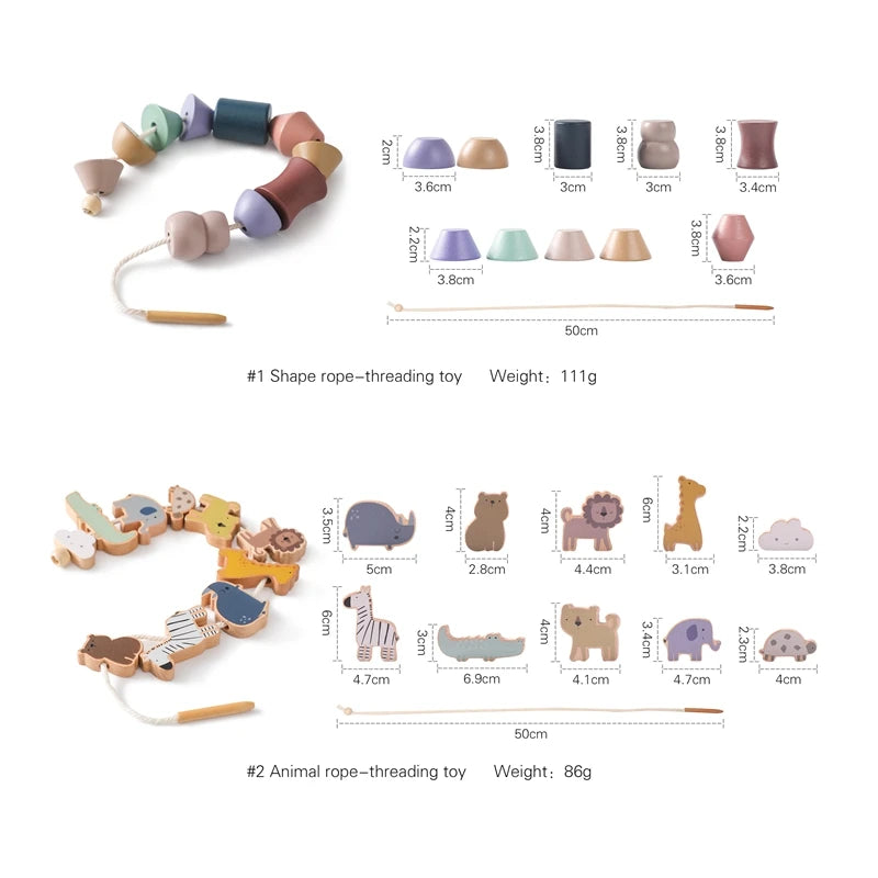 Baby Animal Threading Toys Wooden Stacking Toys