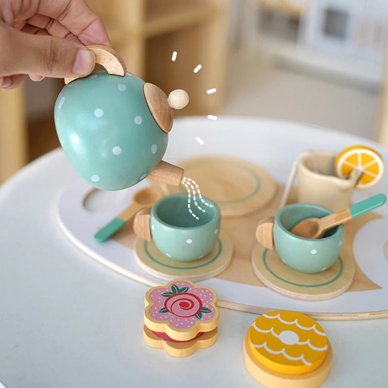 Wooden Afternoon Tea Set Toy Pretend Play