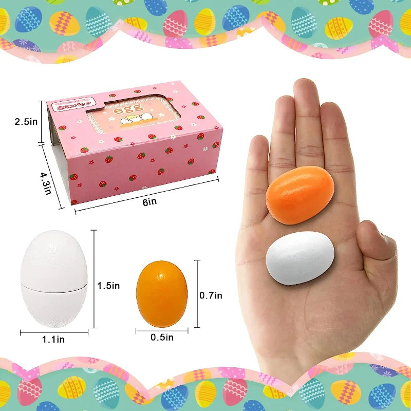 6pcs Wooden Eggs Toy Kitchen Pretend Play