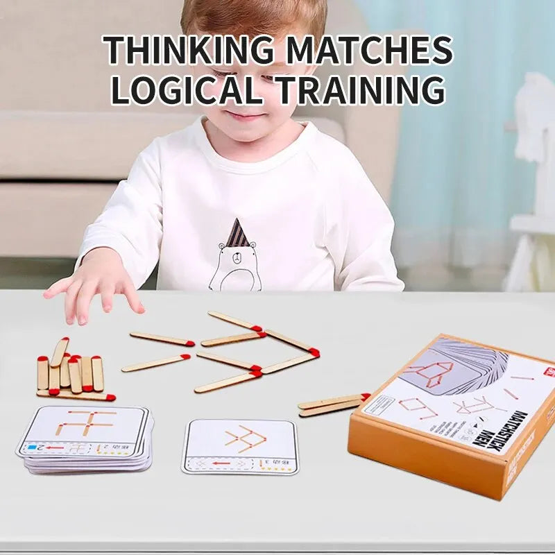 Children's Wooden Match Game Stick Geometric Logic Thinking