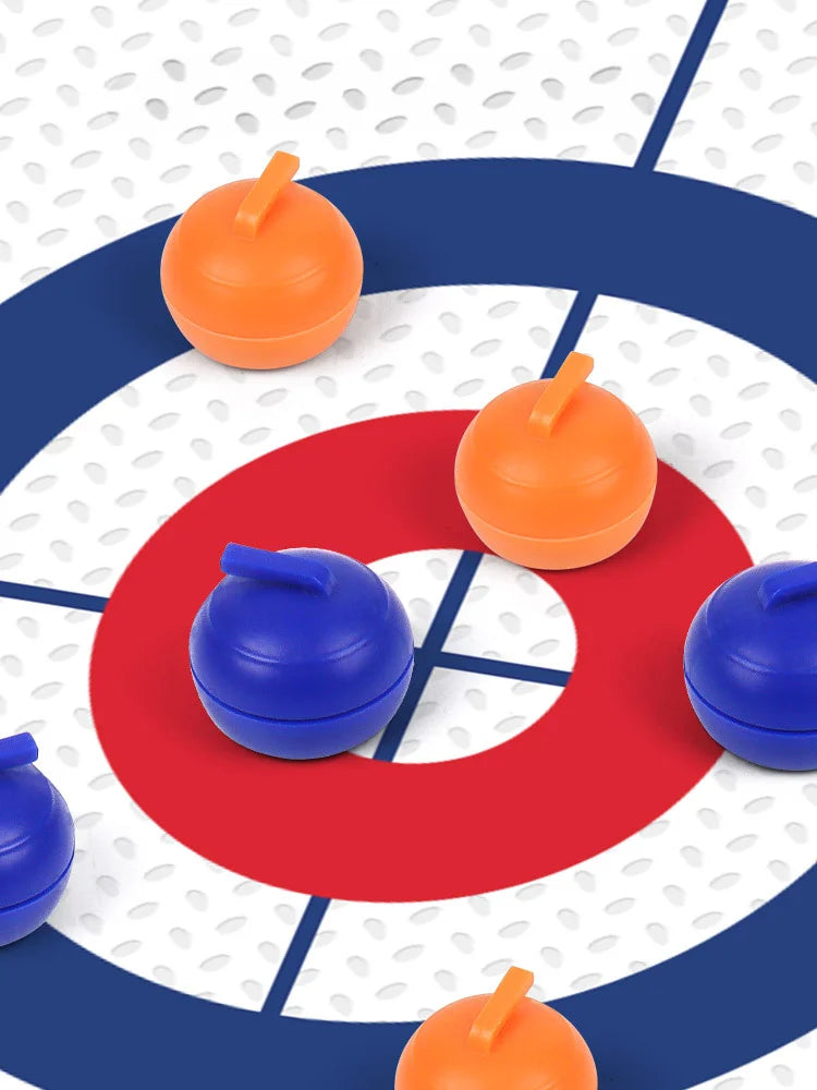 Tabletop Curling Game with 8 Rollers & Shuffleboard Pucks