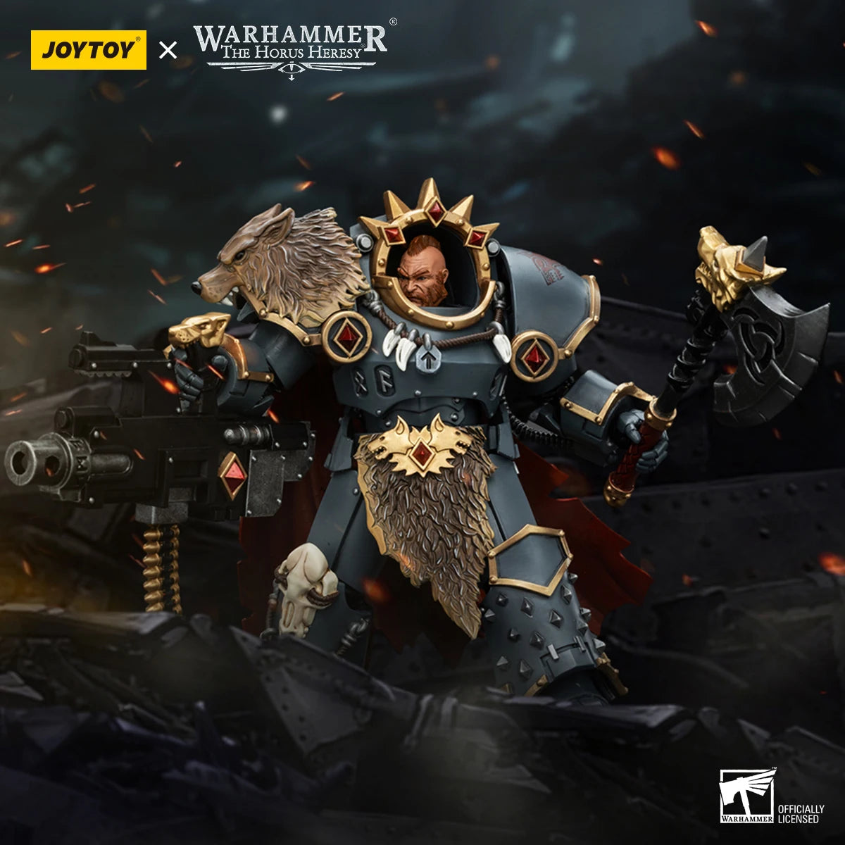 JOYTOY Warhammer 40k 1/18 Action Figures Space Wolves Hvarl Red-Blade