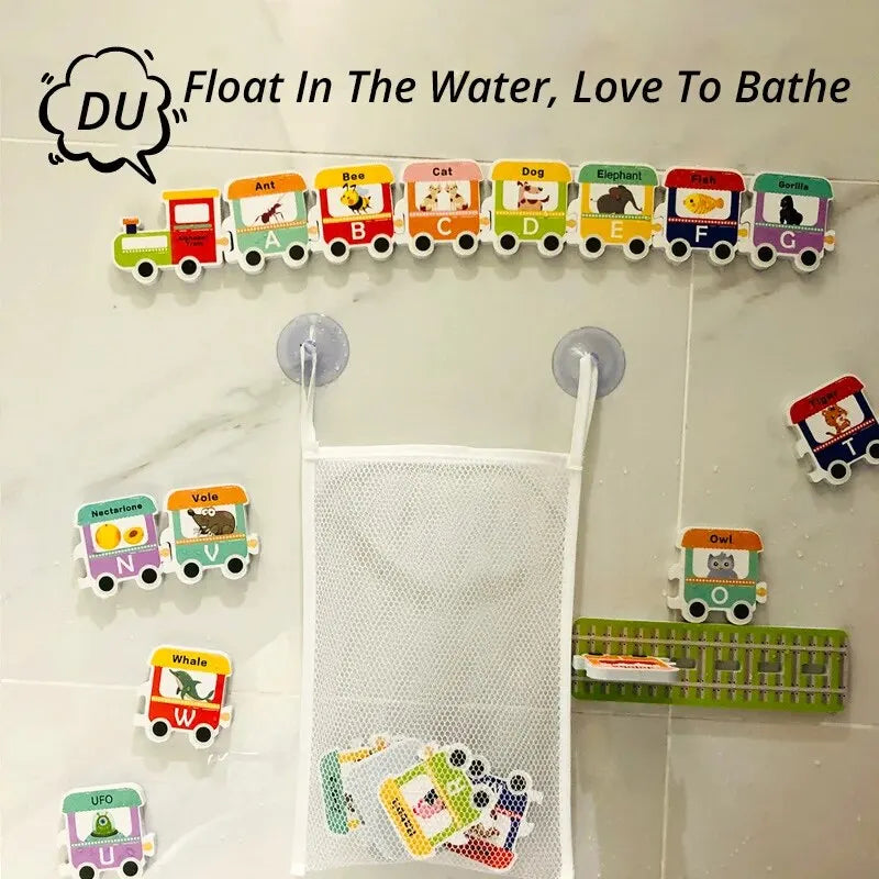 28 Pcs Baby Alphabet Train Bath Toy Eva Wall Sticker