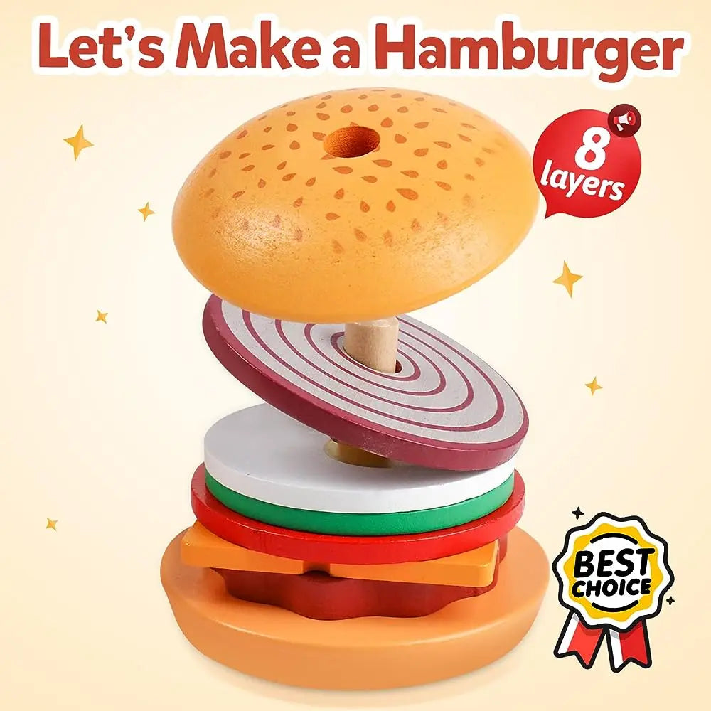 Wooden Burger Stacking Toys