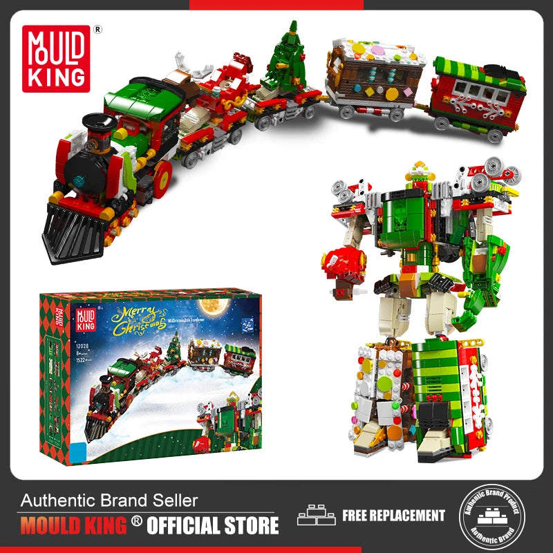 Mould King 12028 Building Block MOC 2 in 1 Changing Robot and Winter Holiday Train