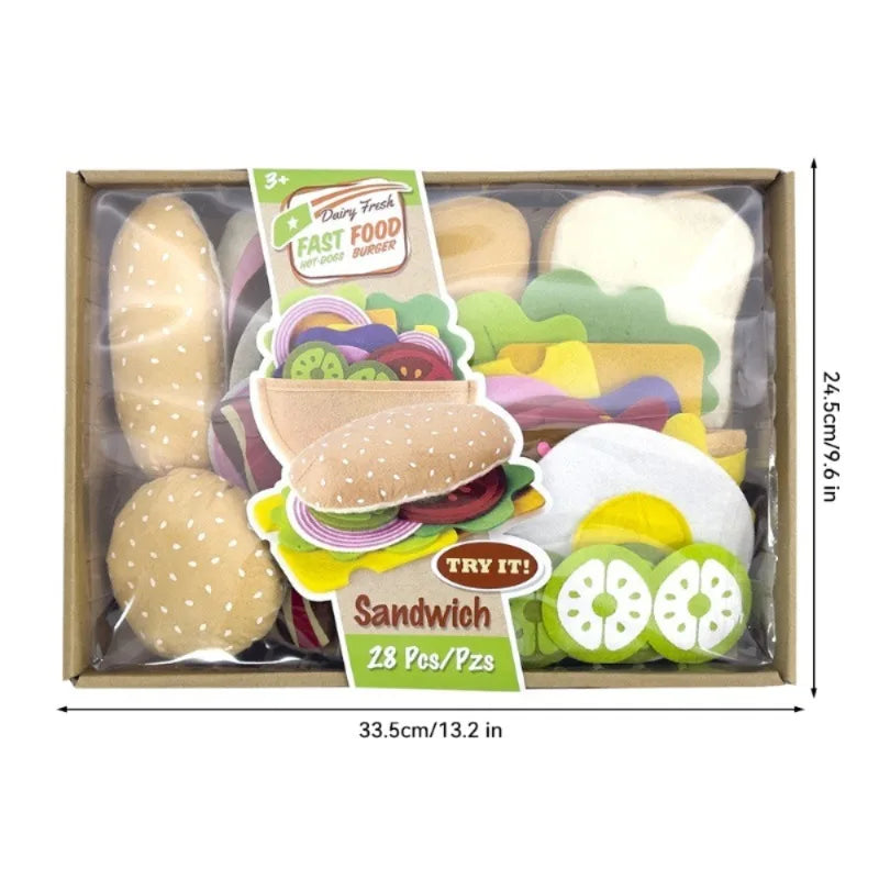 28PCS Felt Food Burger Sandwich