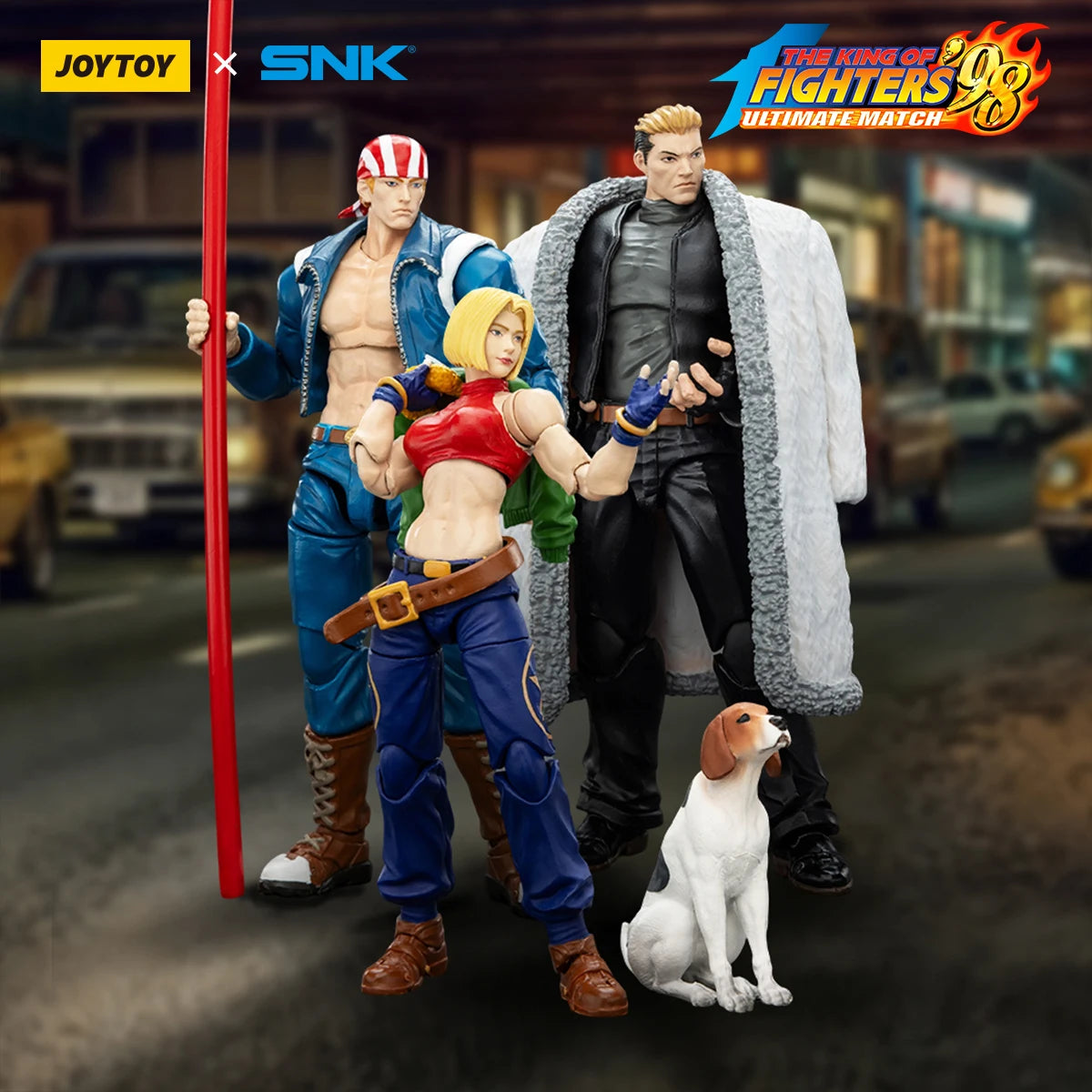 JOYTOY SNK 1/18 Action Figures KOF 98UM Hero Team Kyo Kusanagi Goro Daimon Benimaru Nikaido