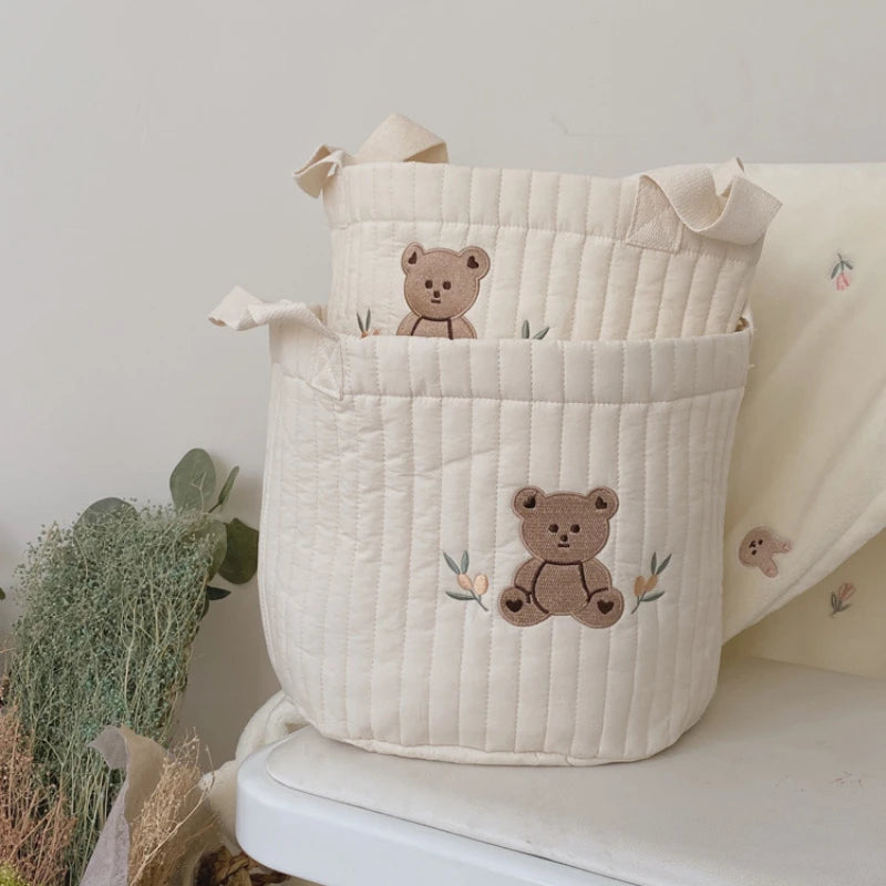 Cute Bear Embroidery Diaper Organizer