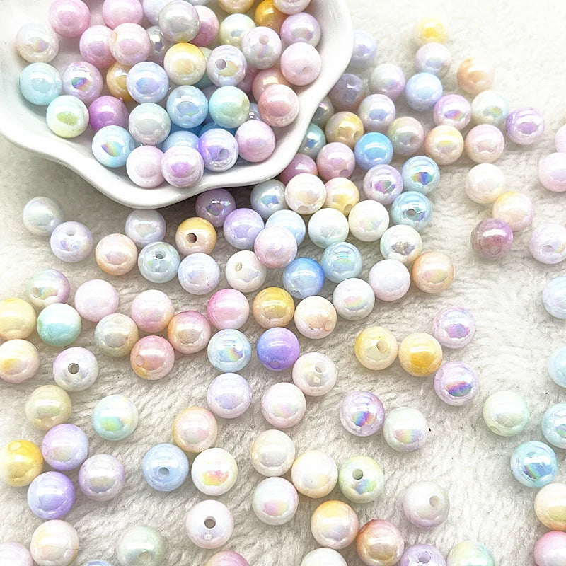 6--10mm Round Acrylic Beads Loose Spacer Beads for Jewelry Making