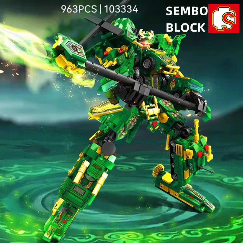 SEMBO The Legend of Three Kingdoms building blocks national trend mecha series Zhao Yun Guan Yu model assembly robot figure