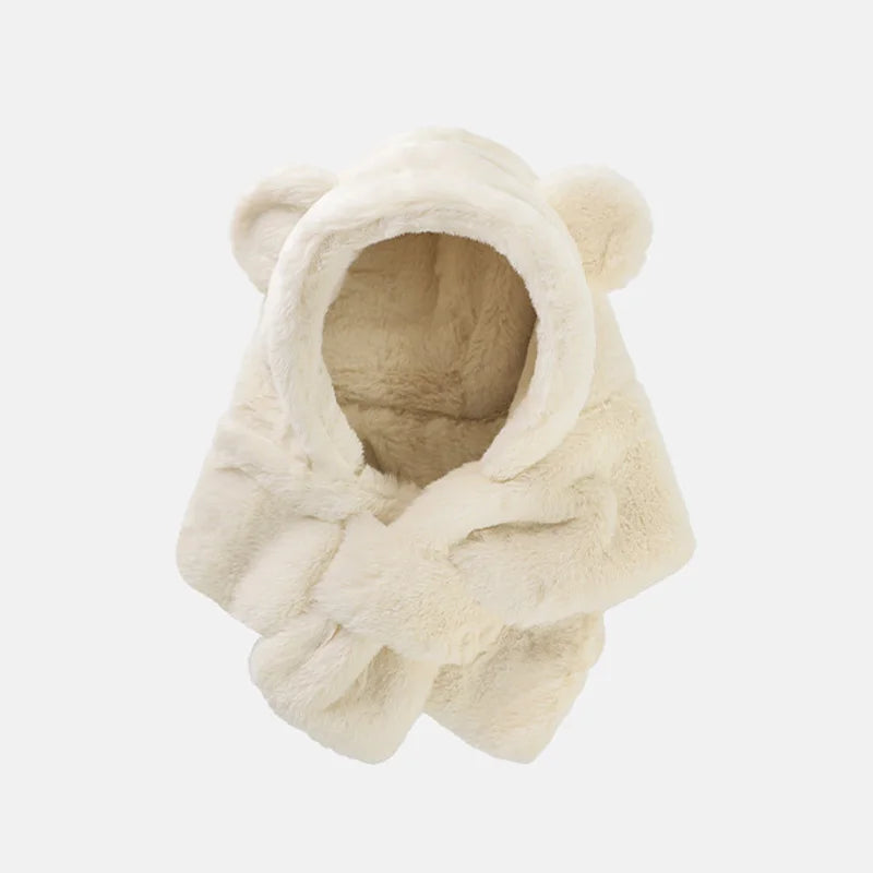 Winter Baby Hat Scarf One-Piece Ultra Soft Faux Fur