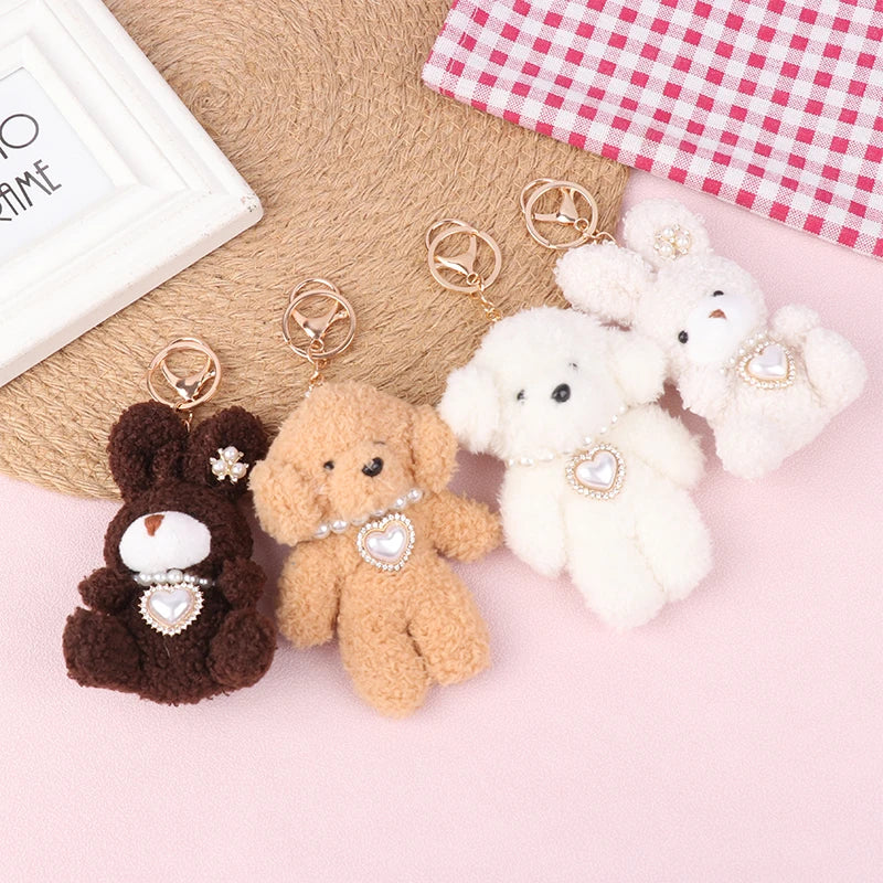 Kawaii Plush Rabbit Puppy Keychain Stuffed Animal Keyring Cartoon Plushies Doll Cute Bags Pendant For Girl Gifts