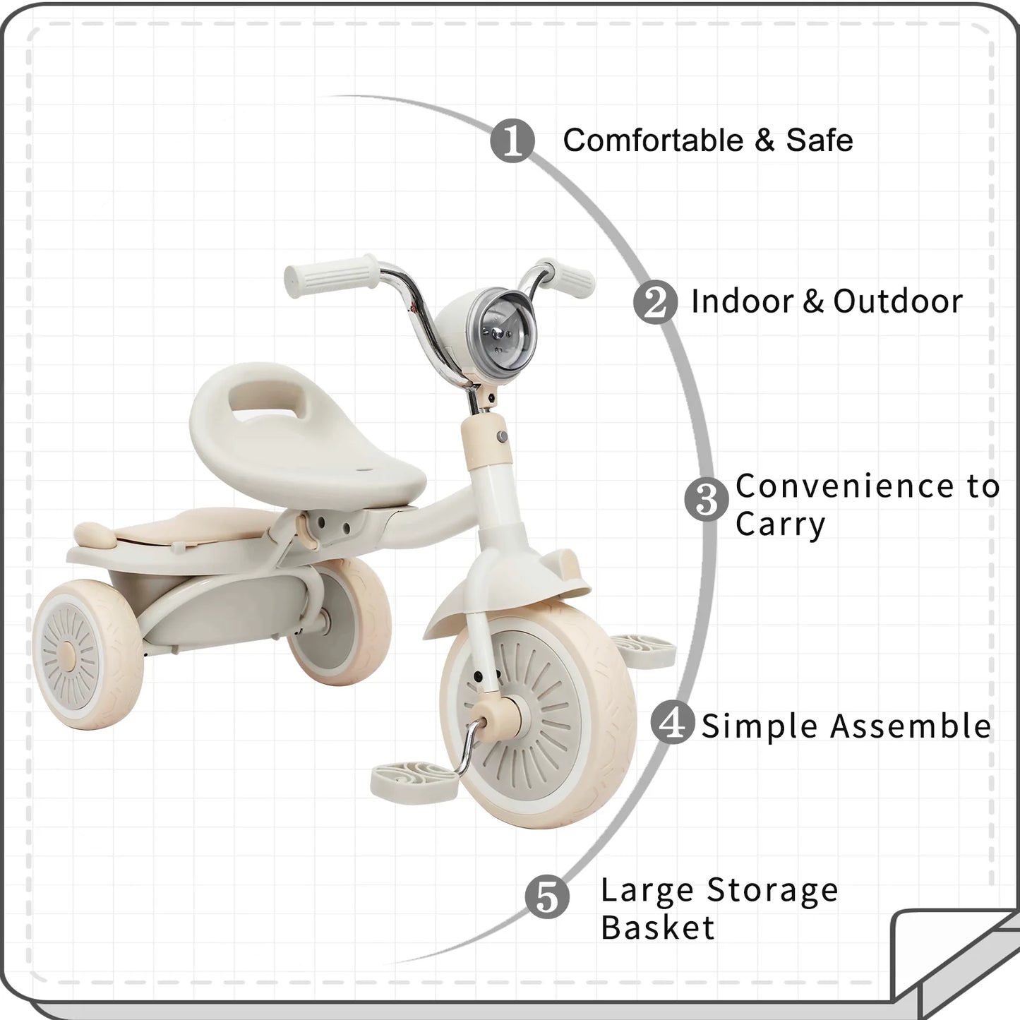 Baby Foldable Tricycle Trike with Pedals