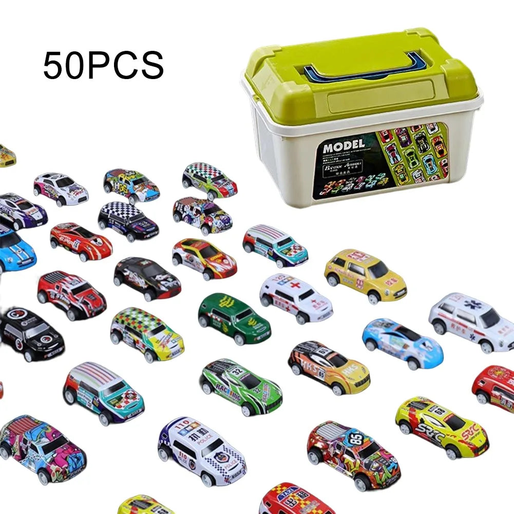Mini Diecast Car Model Set with Storage Box