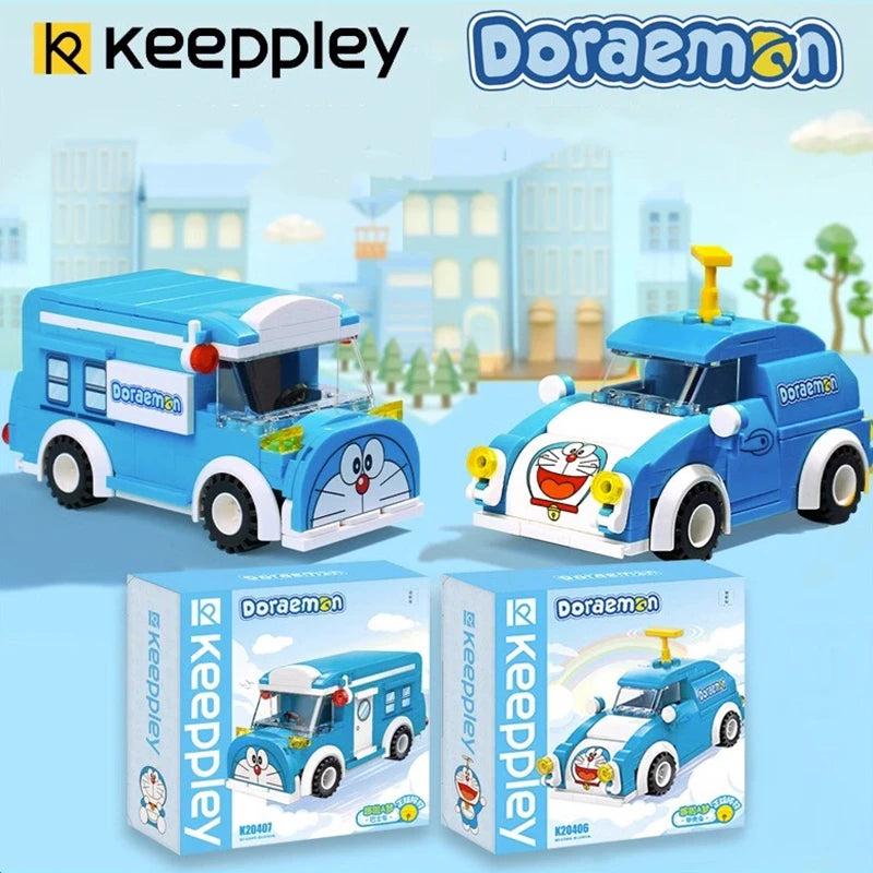 keeppley building blocks Doraemon car bus model Kawaii splicing children's toys birthday gift ornaments animation peripherals