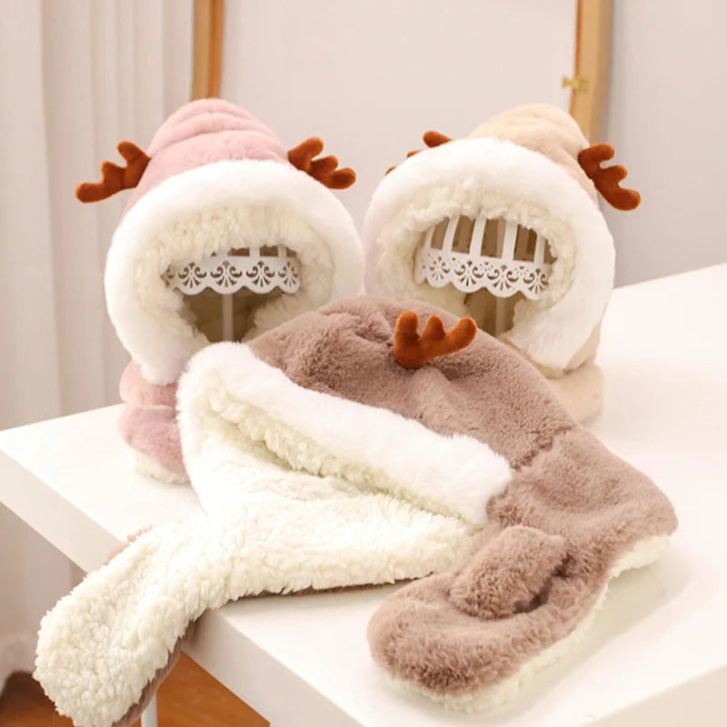 Winter Baby Ultra Soft Hat Scarf One-Piece Faux Fur 6-30M