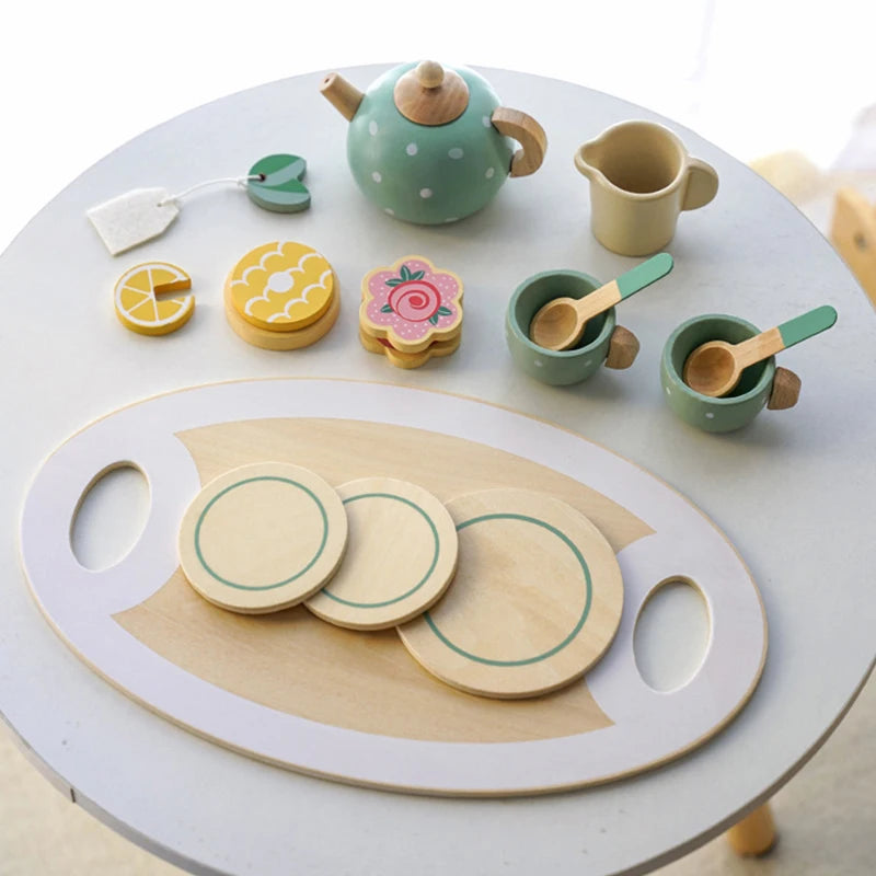 Wooden Afternoon Tea Set Toy Pretend Play