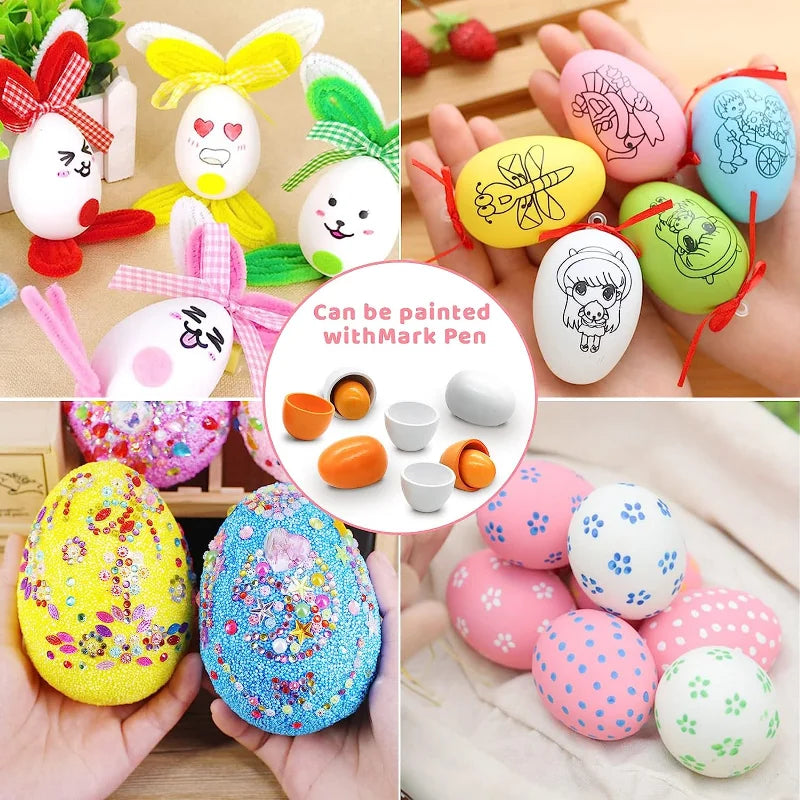 6pcs Wooden Eggs Toy Kitchen Pretend Play