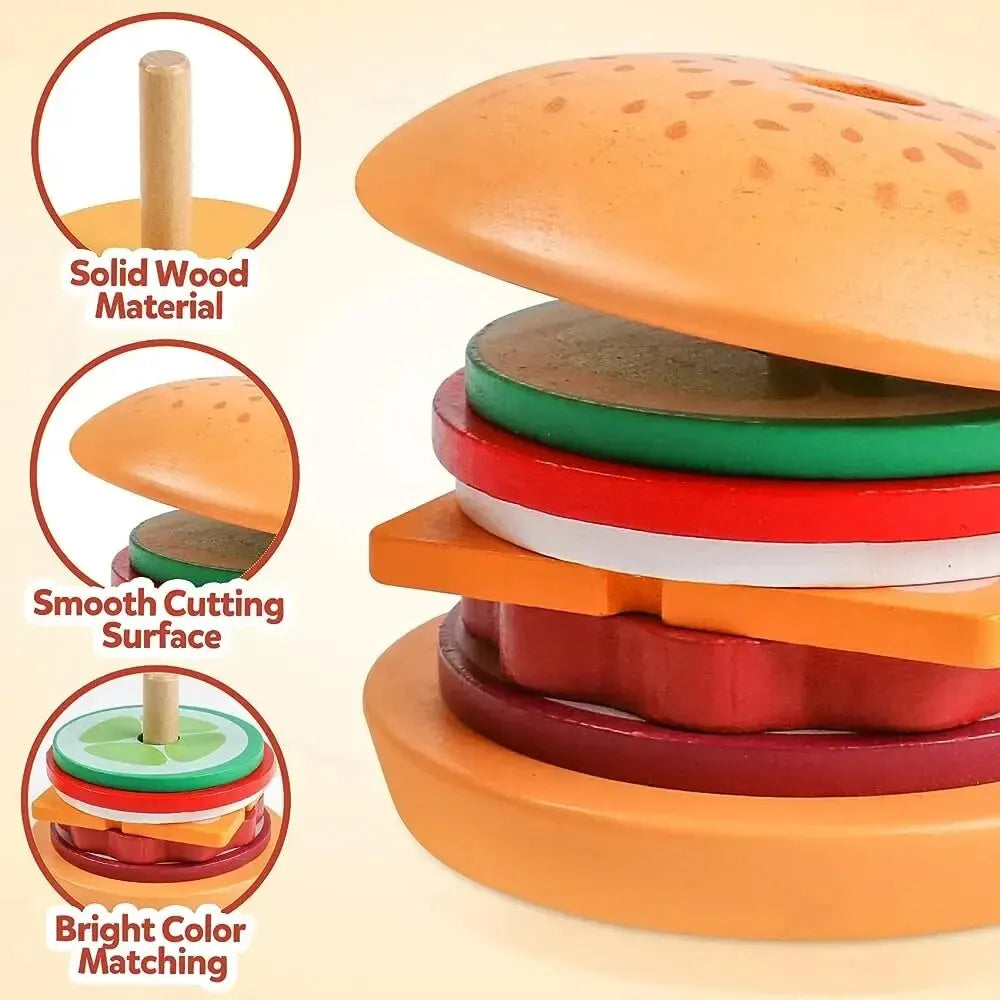 Wooden Hamburger Stacking Toys