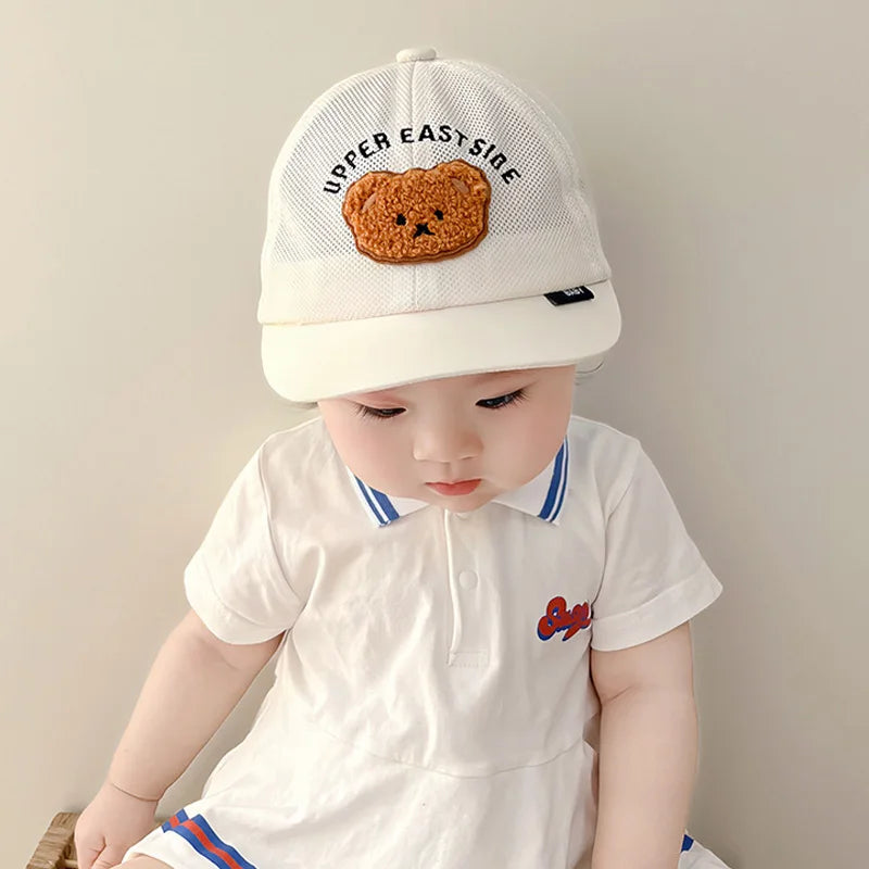 Bear Baby Hat Summer Mesh Adjustable 5-18M