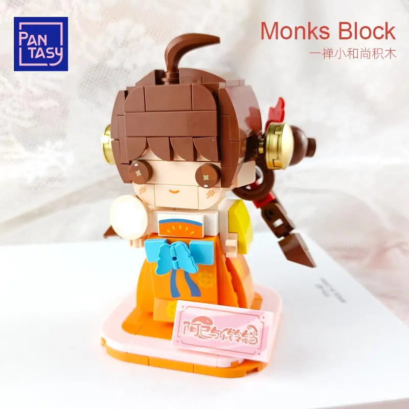 Pantasy a Zen little monk square head man building blocks children's educational assembly toys desktop decoration girl gift