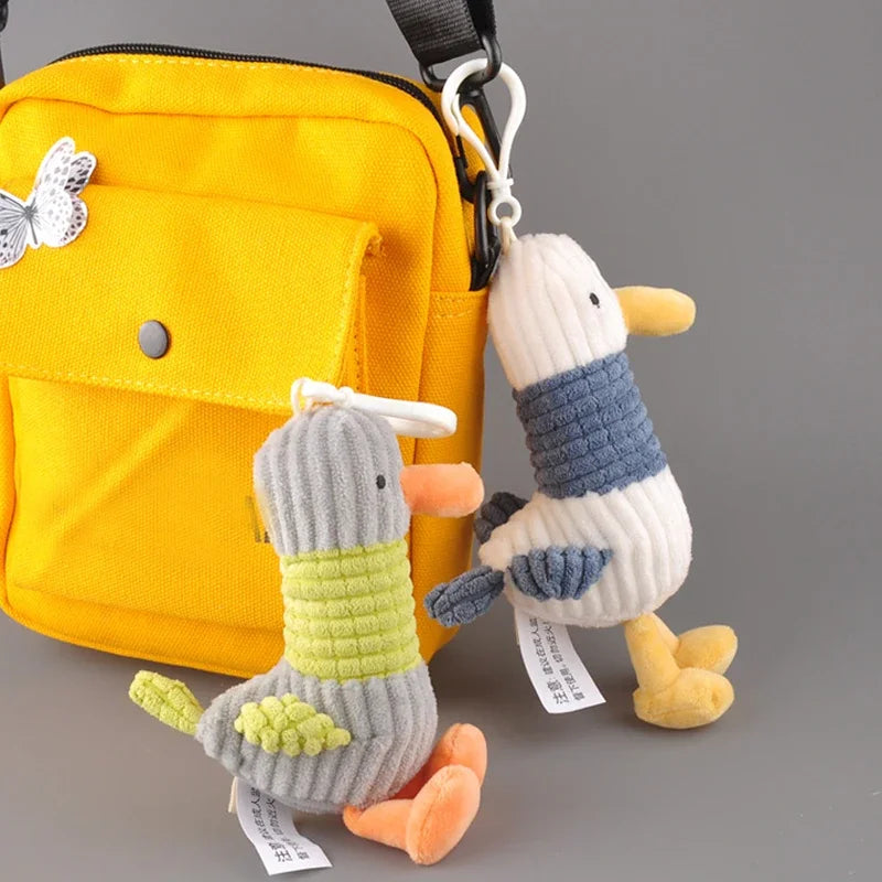 Stuffed Toy Stripe Duck Keychain