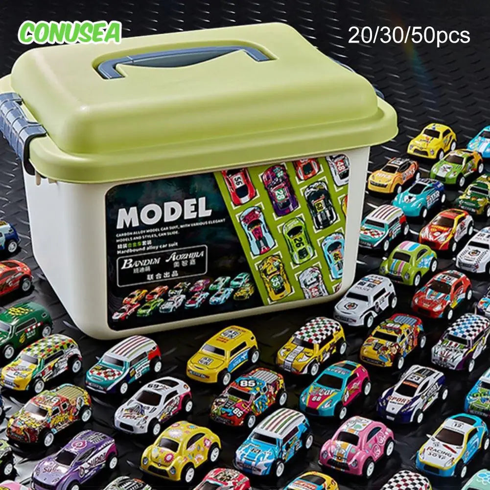 Mini Diecast Car Model Set with Storage Box