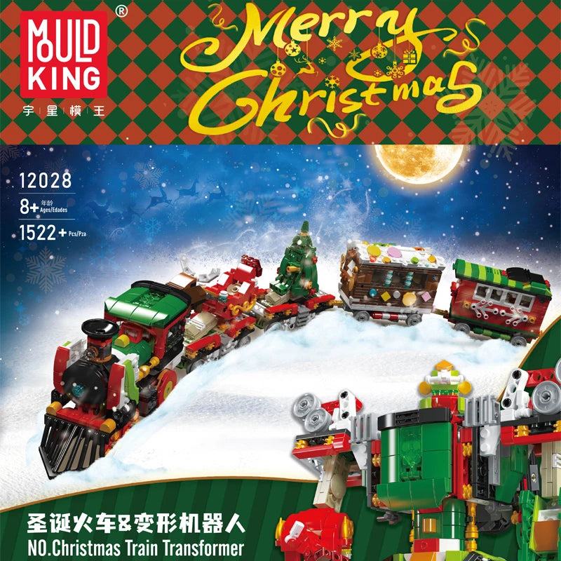 Mould King 12028 Building Block MOC 2 in 1 Changing Robot and Winter Holiday Train