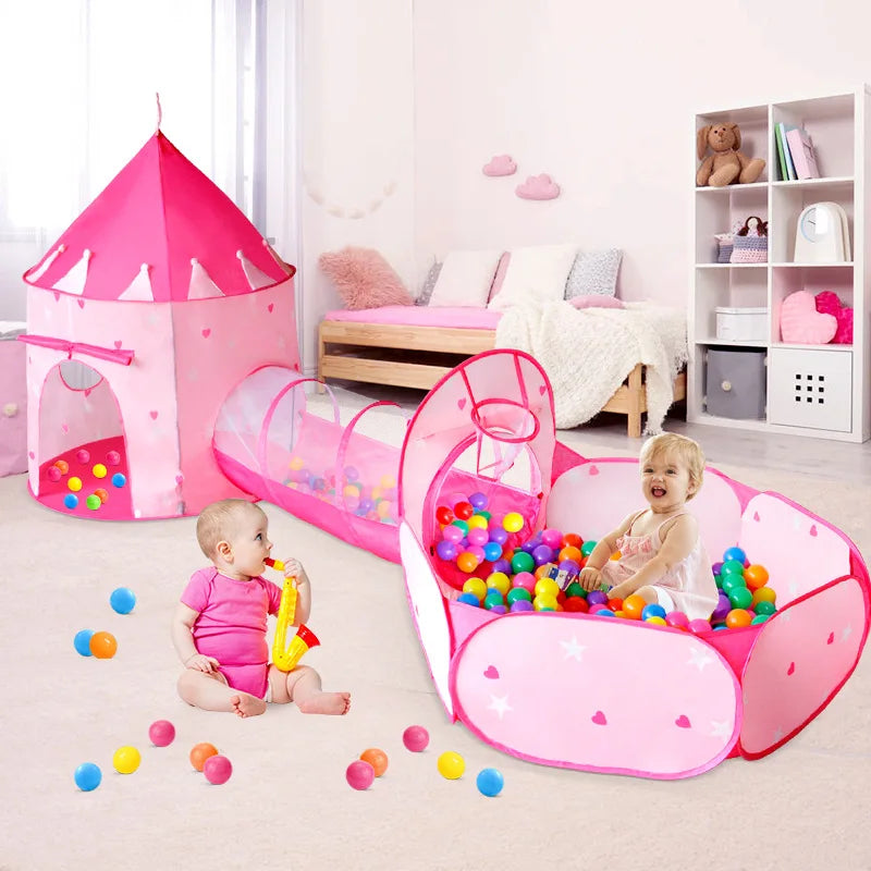 3 In 1 Kid Tent House Play Tunnel Crawling Playhouse