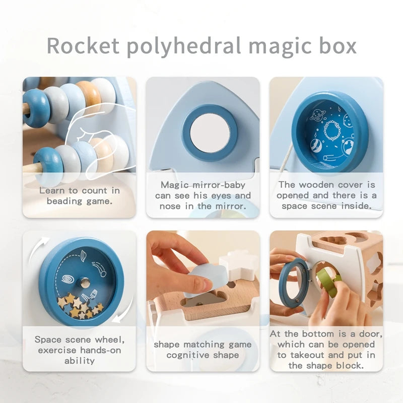 Wooden Rocket 5-in-1 Stacking Set