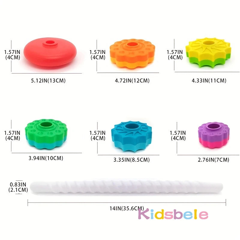 Rotated Rainbow Spinning Stacking Toys