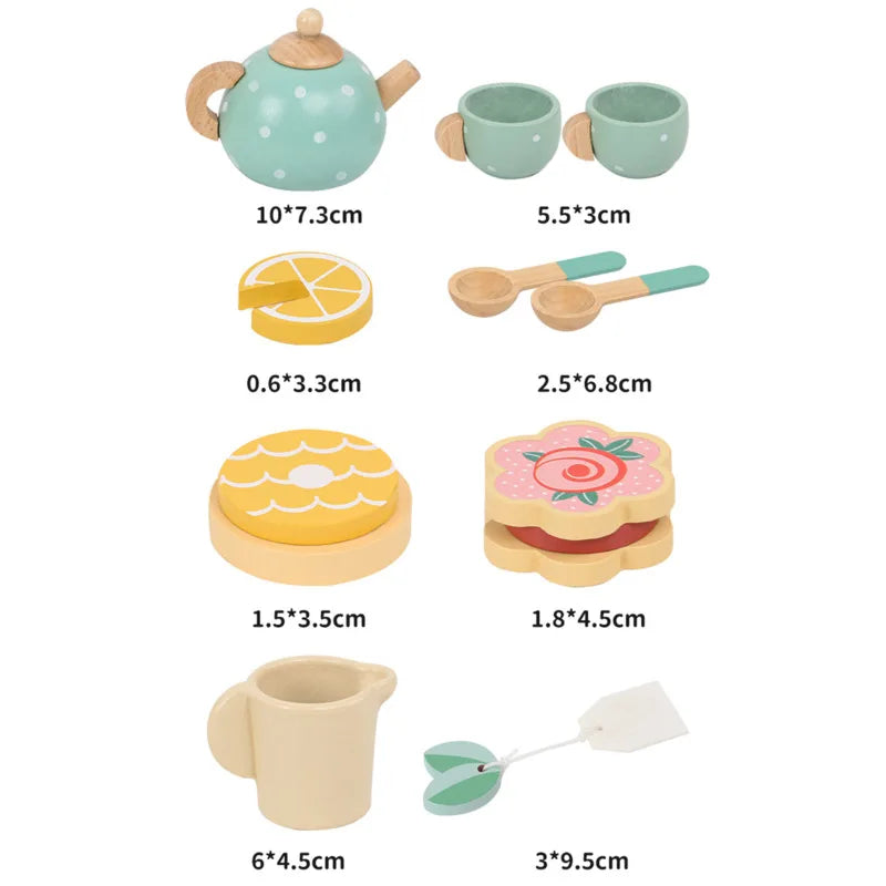 Wooden Afternoon Tea Set Toy Pretend Play