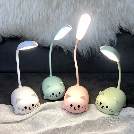 LED Desk Lamp for Kids Bedroom Cute Cat Lamp USB Rechargeable