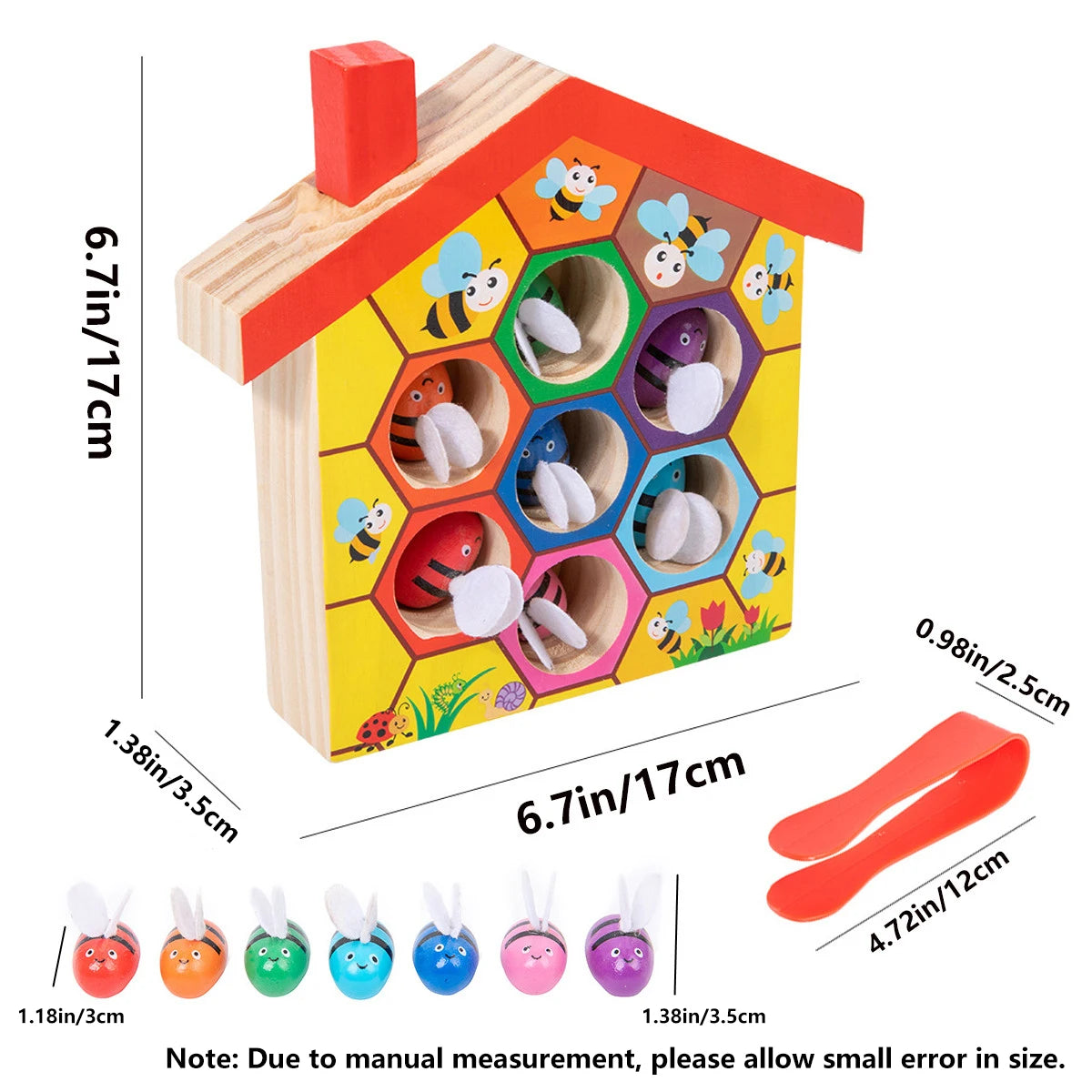 Wooden Bee House Bee to Hive Matching Game,