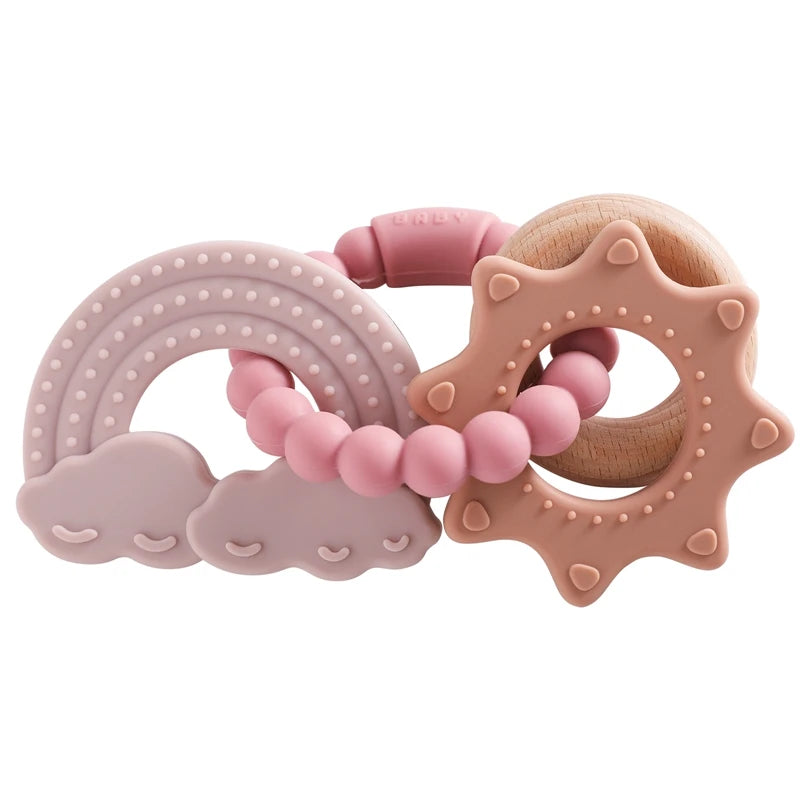 Silicone Teething Sensory Ring , Food Grade Toy