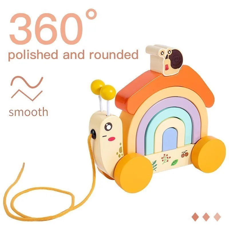 Wooden Rainbow Snail Toy