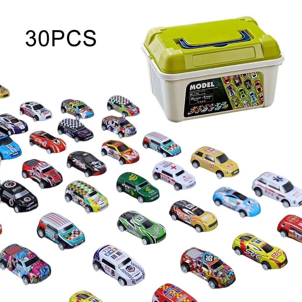 Mini Diecast Car Model Set with Storage Box