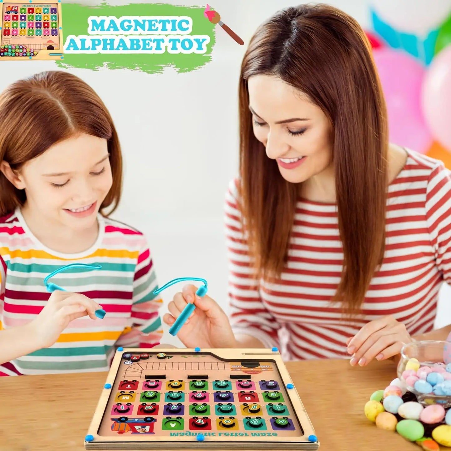 Magnetic Wooden Puzzle Activity Board